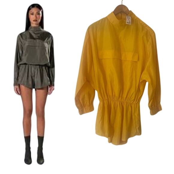 AKIRA All Day Errands Utility Romper in Yellow NWT Small S - Picture 1 of 8